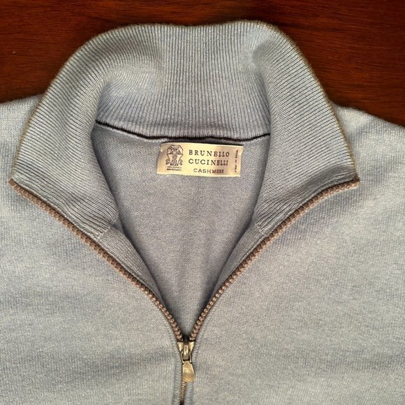 Brunello Cucinelli Other - Brunello Cucinelli 1/4 Zip Blue Cashmere Sweater
